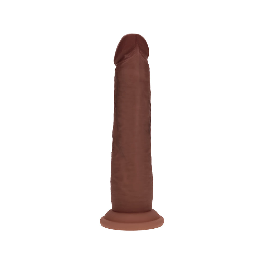 Shots - Realrock Sliding Skin Dual Density Silicone Dildo 7 in. Brown - Dildos