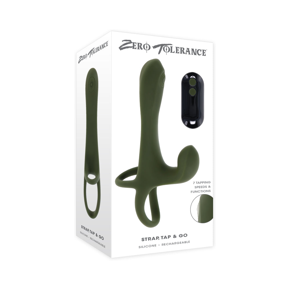 Zero Tolerance - Zero Tolerance Strap Tap & Go Rechargeable Vibrating Girth Enhancer Silicone Green - Vibrators - Silicone