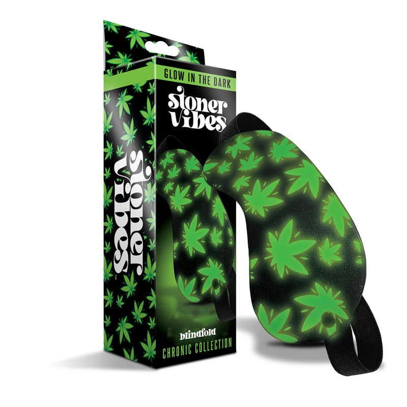 Global Novelties - Stoner Vibes Chronic Collection Glow in the Dark Blindfold - Bondage & Fetish Toys - Faux Leather/Vegan Leather