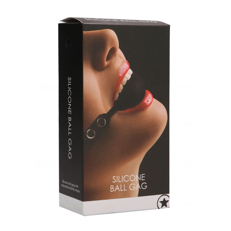 Shots - Ouch! Adjustable Silicone Ball Gag Black - Bondage & Fetish Toys - Silicone