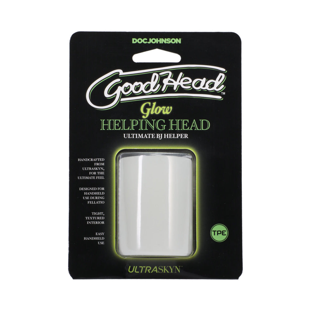 Doc Johnson - GoodHead Glow Helping Head Frost Green Glow - Masturbation Aids for Males - TPE/TPR/Elastomers