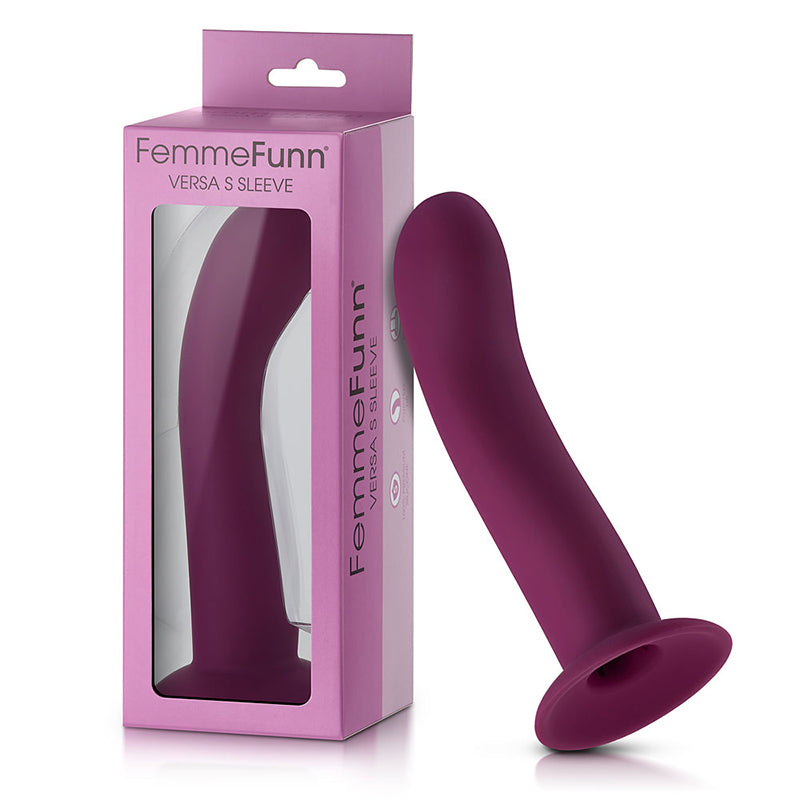 FemmeFunn - FemmeFunn Versa S Sleeve Curved Silicone Sleeve with Suction Cup Dark Fuchsia - Dildos - Silicone