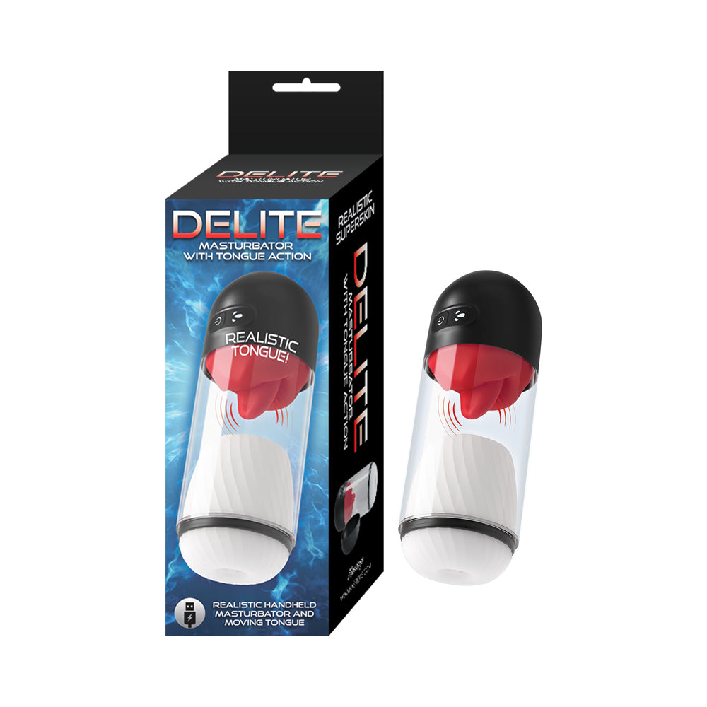 Nasstoys - Delite Masturbator with Tongue Action White - Masturbation Aids for Males