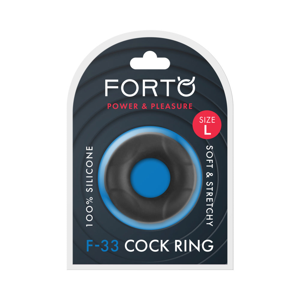Forto - Forto F-33 Liquid Silicone Cockring Large Black - Cockrings - Silicone