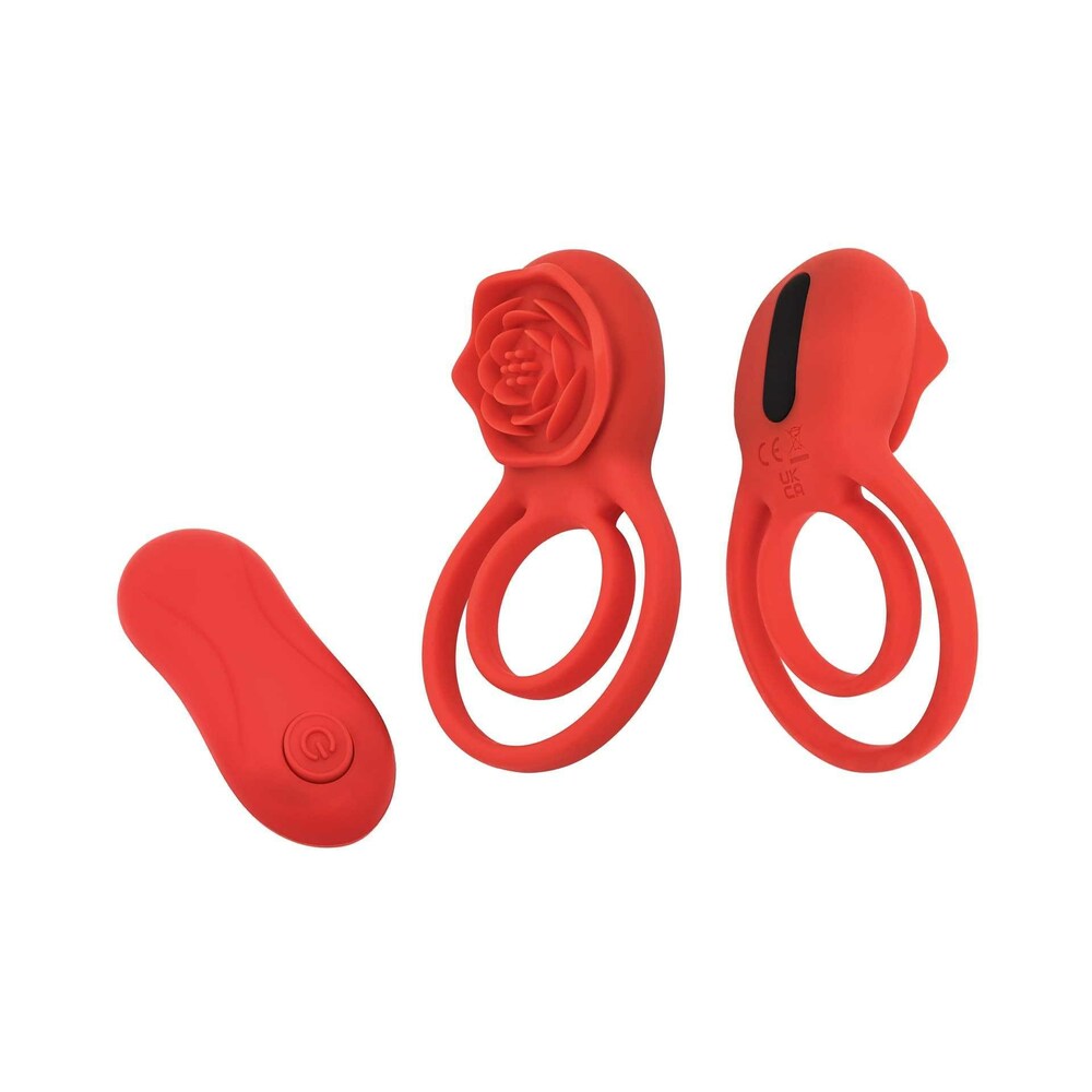 Adam & Eve - Adam & Eve Double Ring Vibrating Rose Cock Ring - Vibrators - Silicone