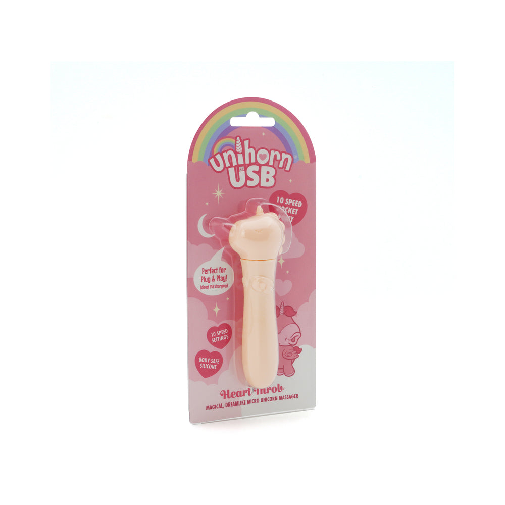 Creative Conceptions - Unihorn USB Bullet Heart Throb Pink/Peach - Vibrators - Silicone