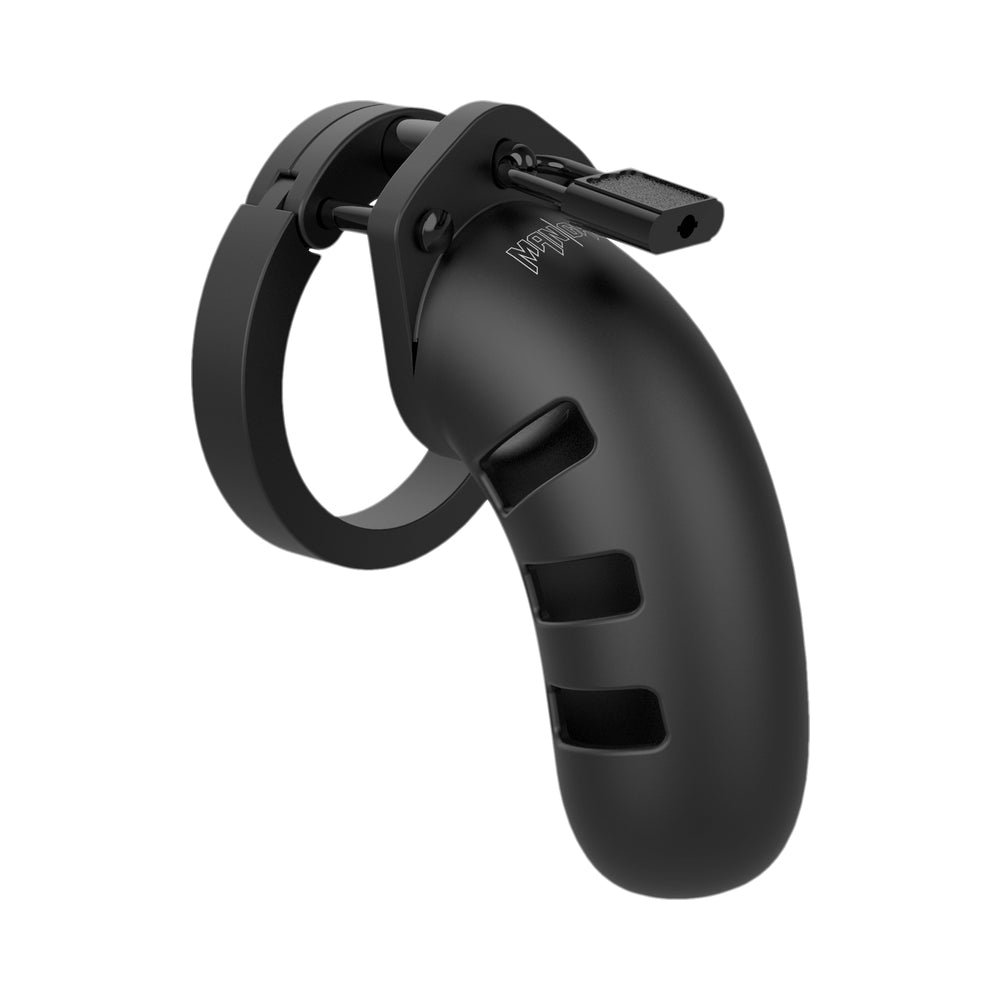 Shots - Shots ManCage Model 21 Adjustable 4.5 in. Silicone Chastity Cock Cage Black - General - Silicone