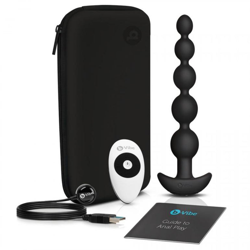 b-Vibe - b-Vibe Cinco Rechargeable Remote-Controlled Vibrating Anal Beads Plug Black - Anal Toys & Stimulators - Silicone