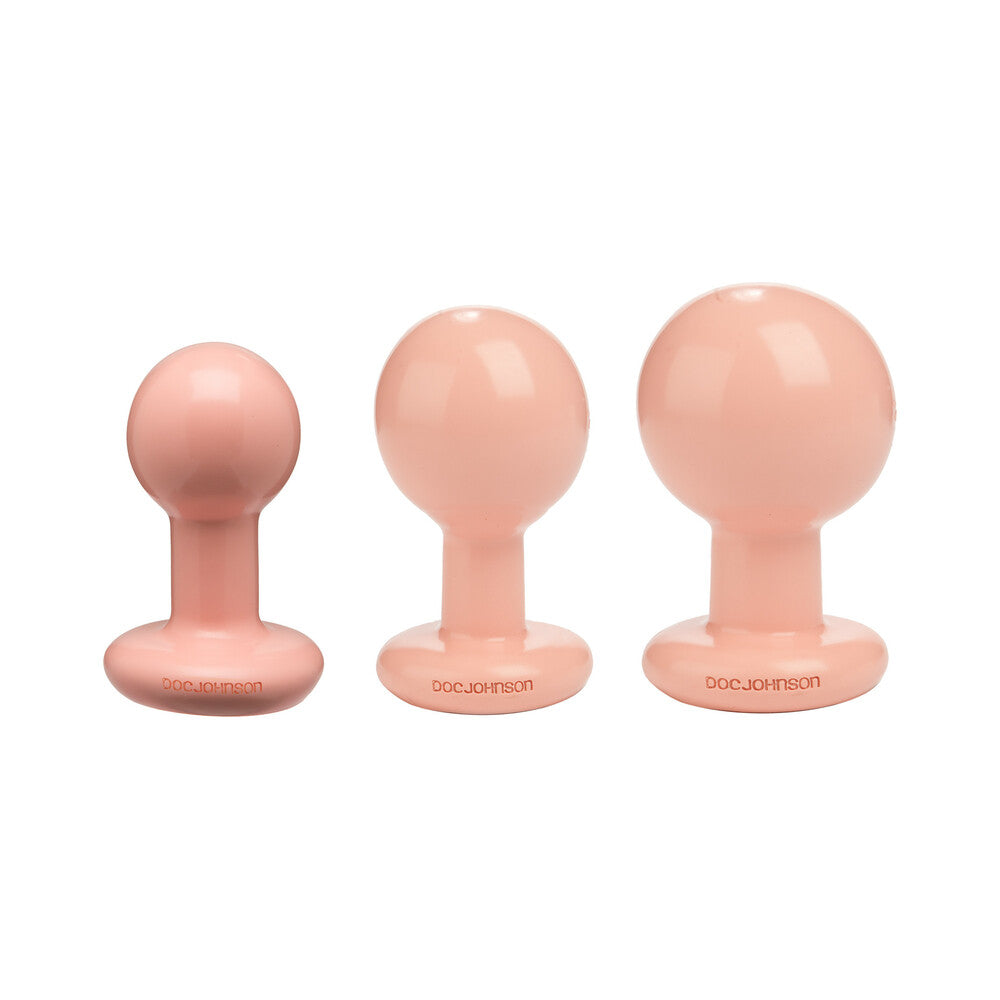 Doc Johnson - The Classic Round Butt Plug Cream 3-Piece Set - Anal Toys & Stimulators