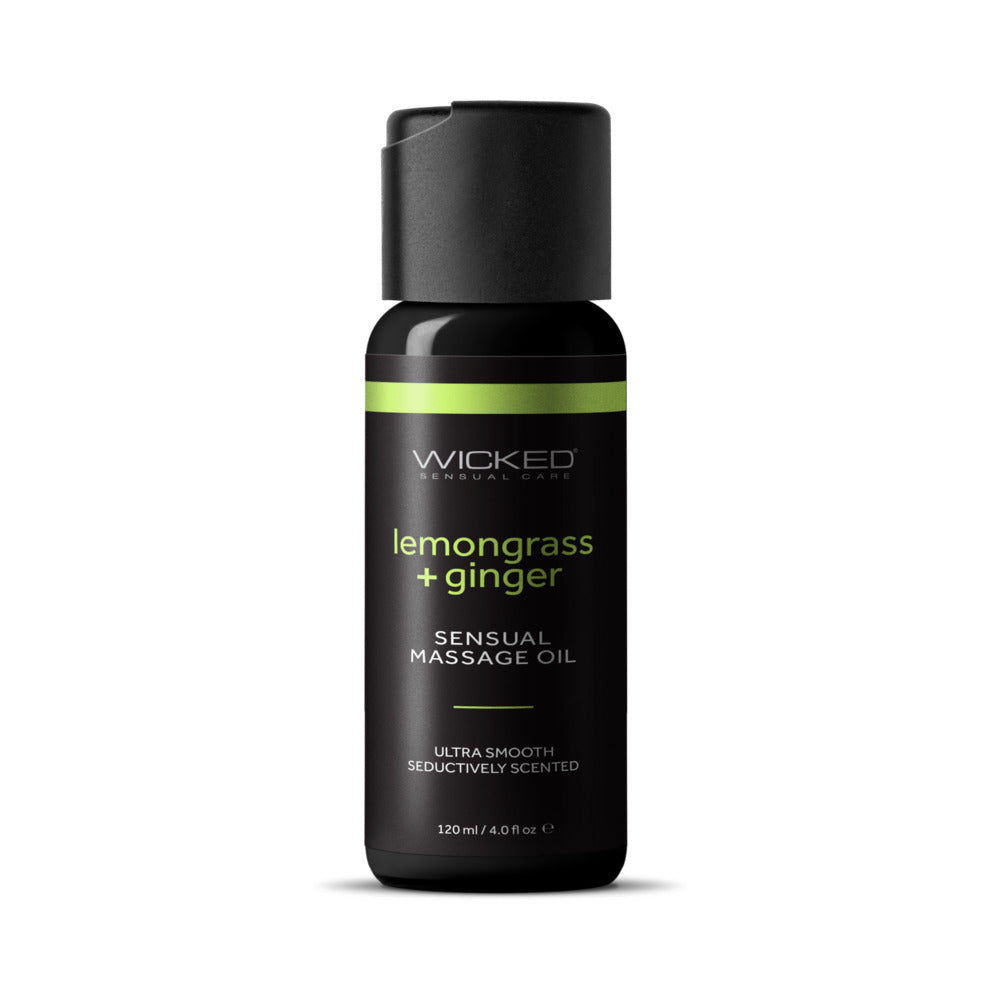 Wicked - Wicked Lemongrass and Ginger Massage Oil 4 oz. - Lubricants, Creams & Glides - Liquid