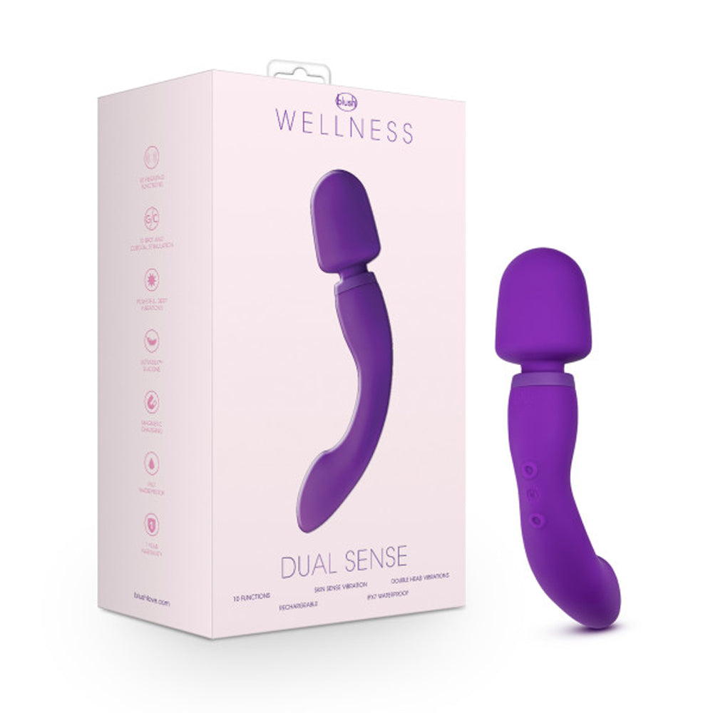 Blush - Wellness Dual Sense Rechargeable Silicone Dual Ended G-Spot & Wand Vibrator Purple - Vibrators - Silicone