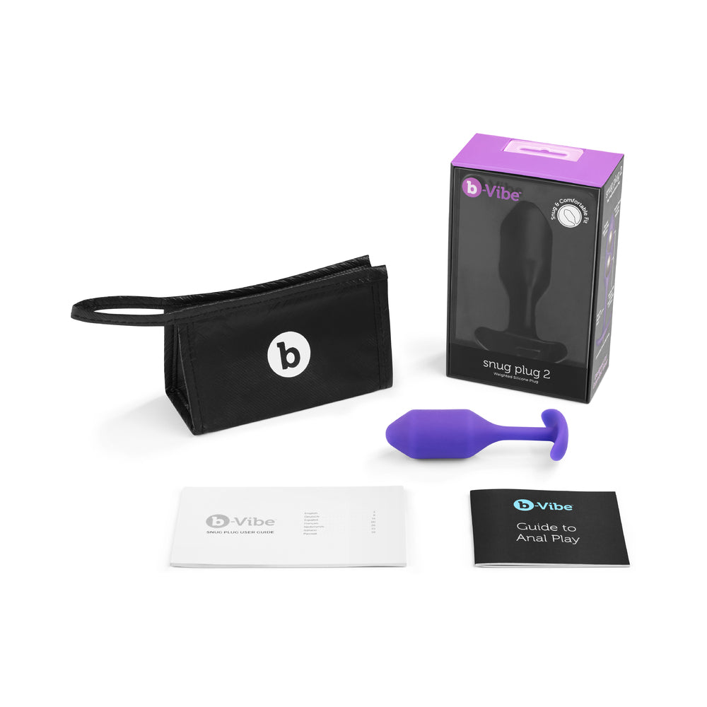 b-Vibe - b-Vibe Snug Plug 2 Weighted Silicone Anal Plug Purple - Anal Toys & Stimulators - Silicone