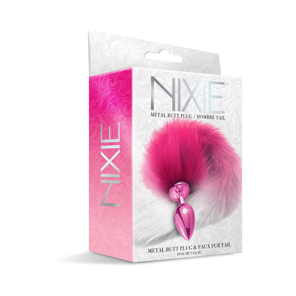 Global Novelties - Nixie Metal Butt Plug With Ombre Tail Pink Metallic - Anal Toys & Stimulators - Metal