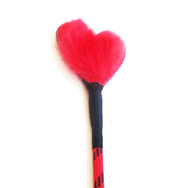 Ruff Doggie Styles - Fluffy Heart Crop (Red/Leather) - Bondage & Fetish Toys