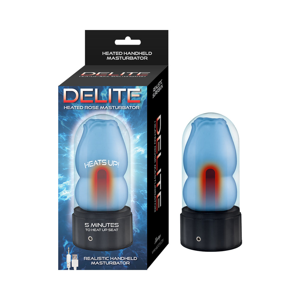 Nasstoys - Delite Heated Rose Masturbator Blue - Masturbation Aids for Males - TPE/TPR/Elastomers
