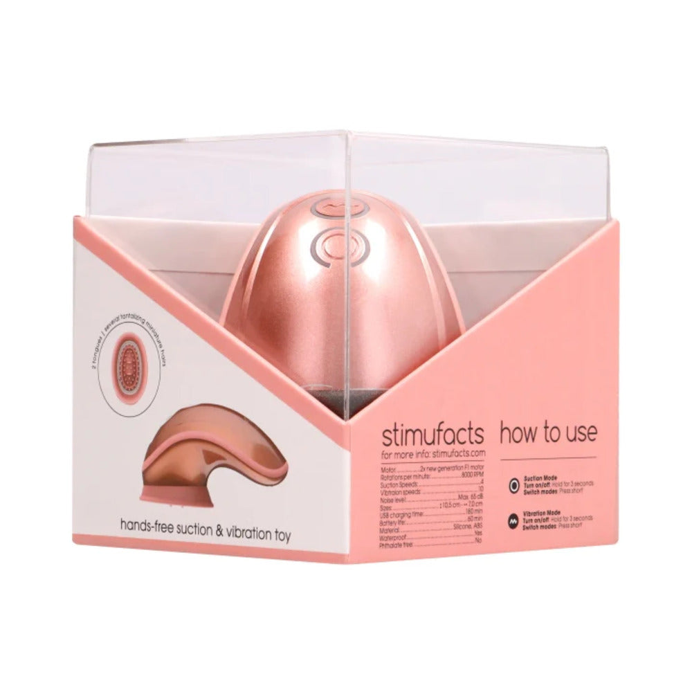 Shots - Twitch Rechargeable Hands-Free Suction & Vibration Toy Rose Gold - Vibrators - Silicone