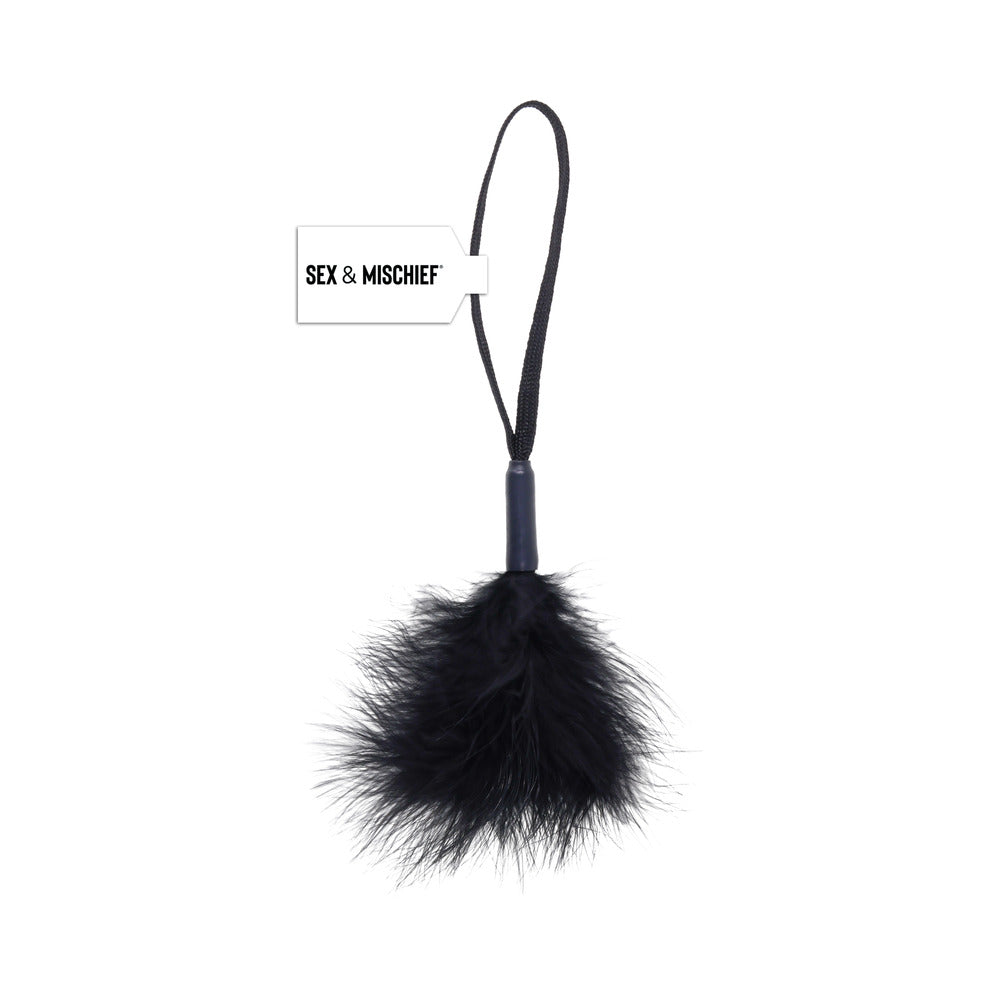 Sportsheets - Sportsheets Sex & Mischief Peaches ''n CreaMe Wrist Feather Tickler Black - Bondage & Fetish Toys