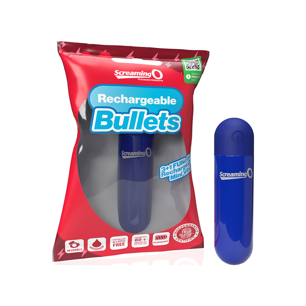 Screaming O - Screaming O Rechargeable Bullets Blue - Vibrators - ABS
