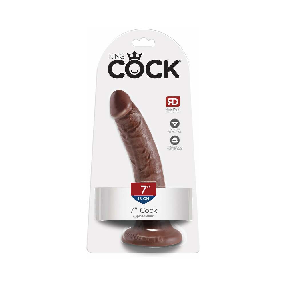Pipedream - King Cock 7 in. Cock Realistic Dildo With Suction Cup Brown - Dildos - PVC