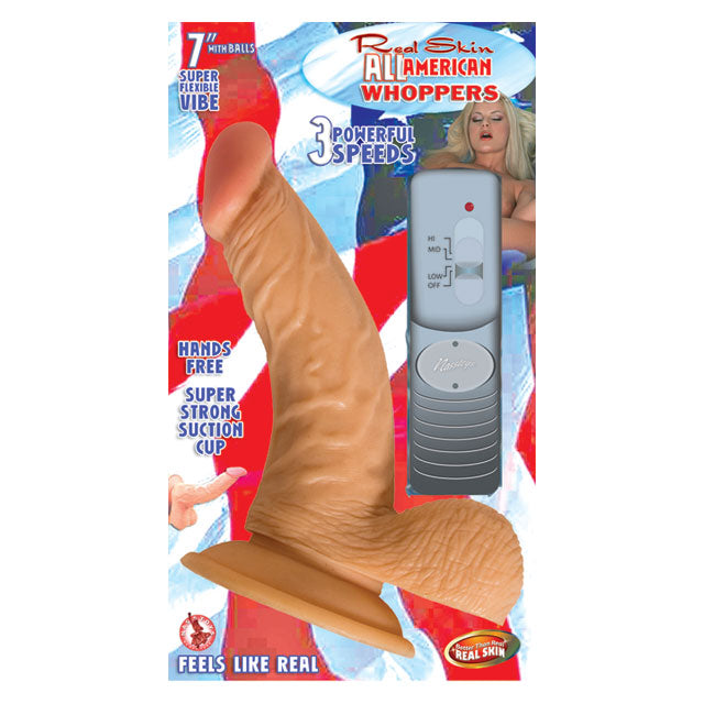 Nasstoys - All American Whoppers 7in. Vibrating Dong With Balls - Dildos - PVC