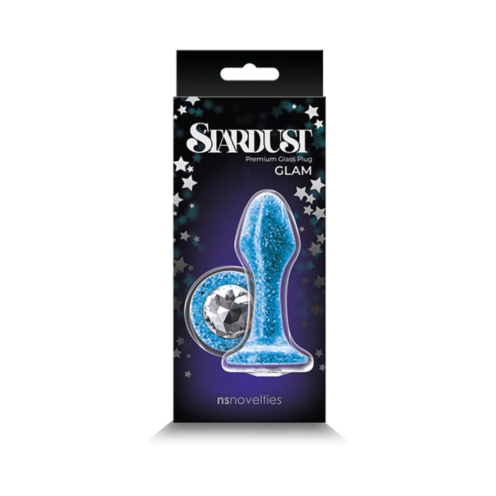 NS Novelties - Stardust Glam Glass Plug with Gem Base Blue - Anal Toys & Stimulators - Glass