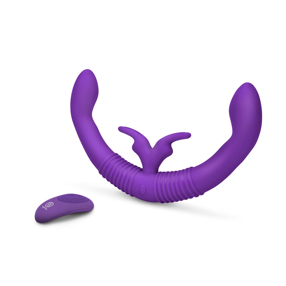 Together Toy - Together Couples Toy Remote-Controlled Dual Ended Rabbit Vibrator Purple - Vibrators - Silicone