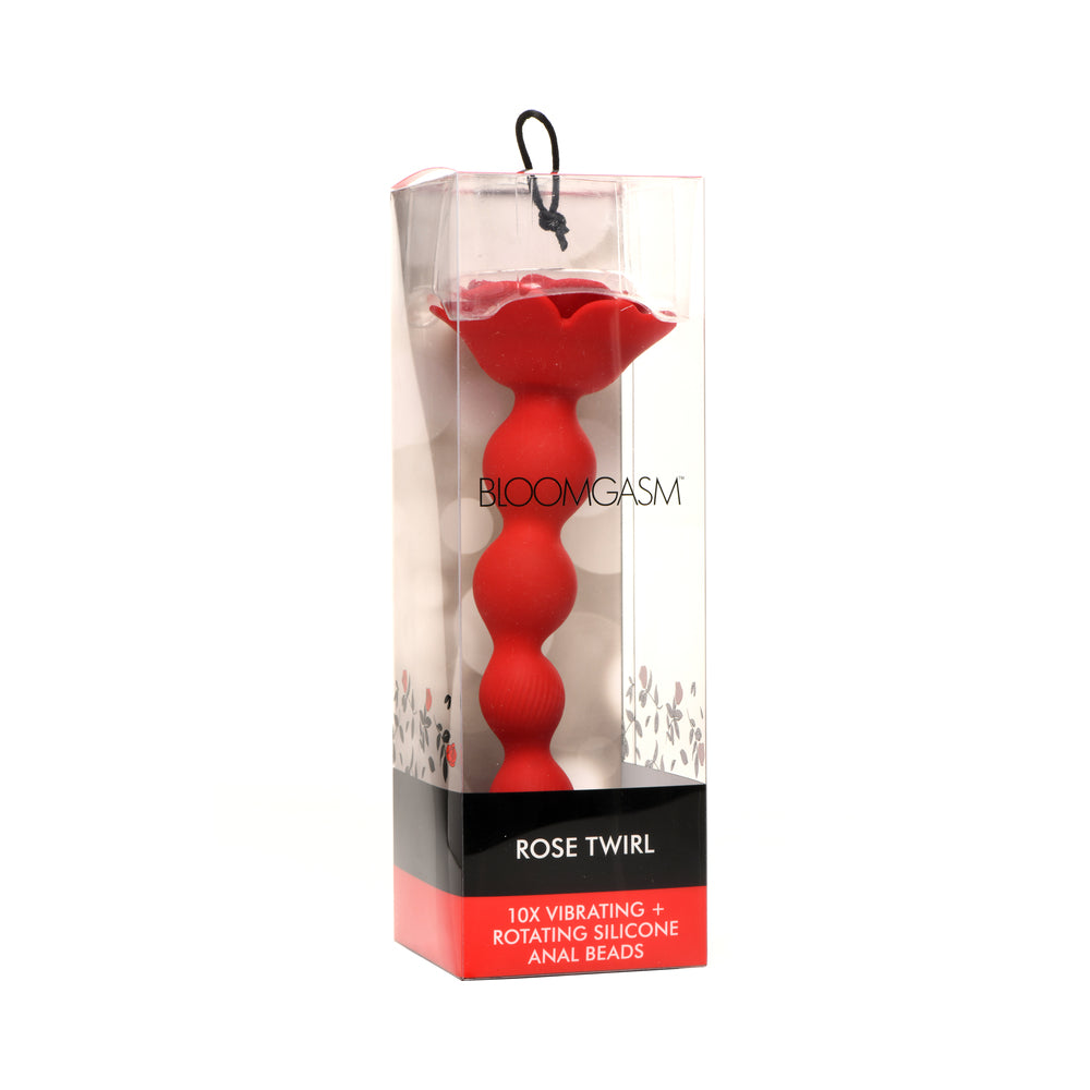 XR Brands - Bloomgasm Rose Twirl 10X Vibrating & Rotating Silicone Anal Beads - Anal Toys & Stimulators - Silicone