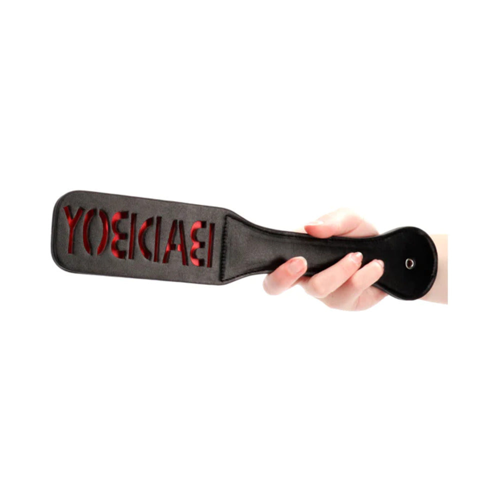 Shots - Ouch! ''Bad Boy'' Paddle Black - Bondage & Fetish Toys - Faux Leather/Vegan Leather