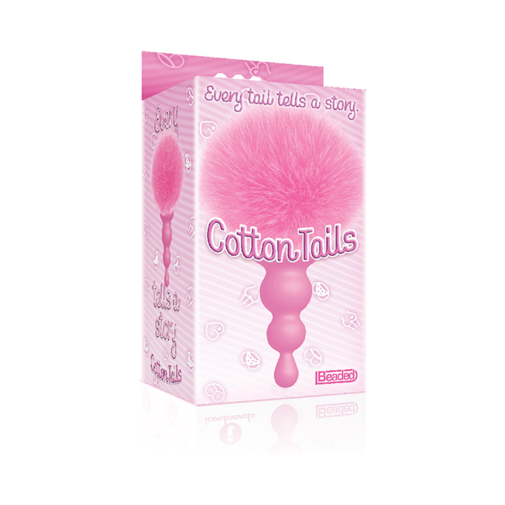 Icon Brands - The 9''s Cottontails Silicone Bunny Tail Butt Plug Beaded Pink - Anal Toys & Stimulators - Silicone