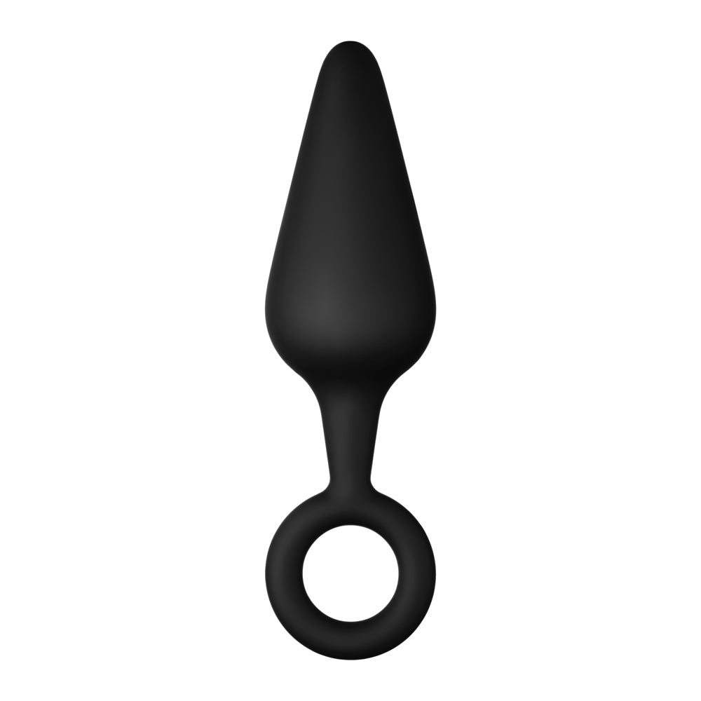 Forto - Forto F-10 Silicone Anal Plug with Pull Ring Large Black - Anal Toys & Stimulators - Silicone