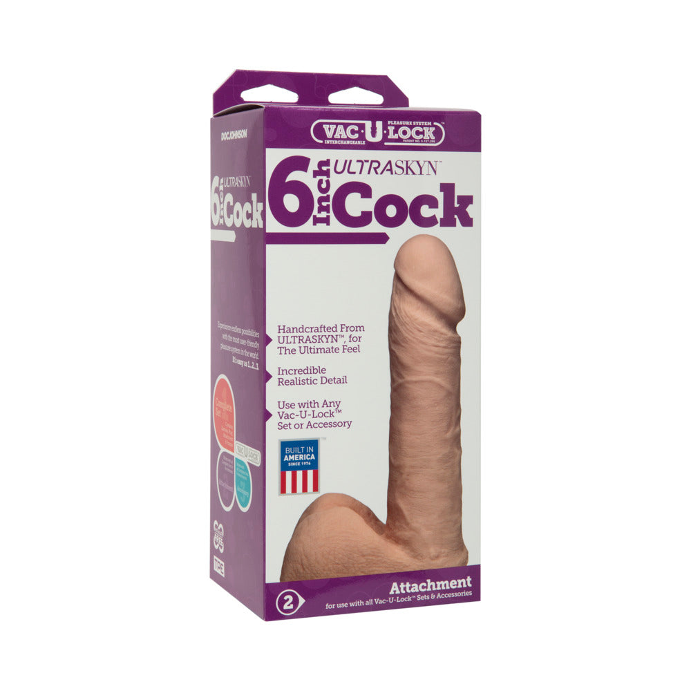 Doc Johnson - Vac-U-Lock - 6 Inch UR3 Cock White - Dildos - PVC