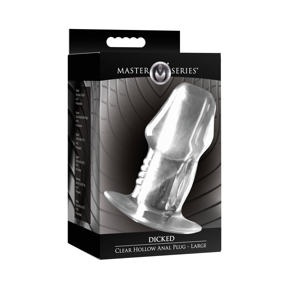 XR Brands - Master Series Dicked Clear Hollow Anal Plug Large - Anal Toys & Stimulators