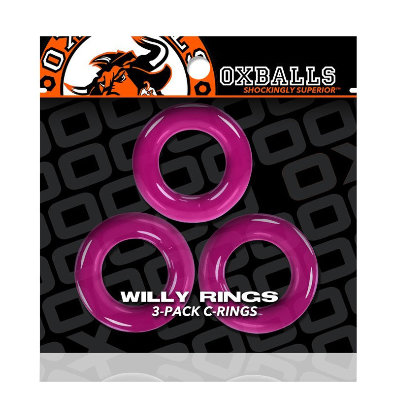Oxballs - Oxballs Willy Rings 3-Pack Cockrings O/S Hot Pink - Accessories - TPE/TPR/Elastomers