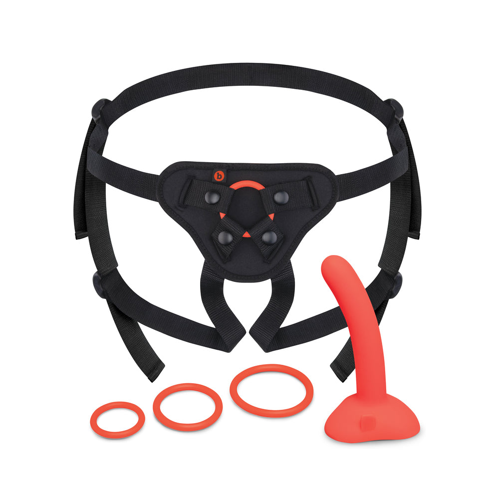 b-Vibe - b-Vibe Beginners Strap-On Harness Set with 5 in. Silicone Dildo Peg - Harnesses & Strap-Ons - Silicone