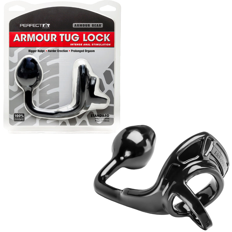 Perfect Fit - Perfect Fit Armour Tug Lock - Black - Anal Toys & Stimulators - TPE/TPR/Elastomers