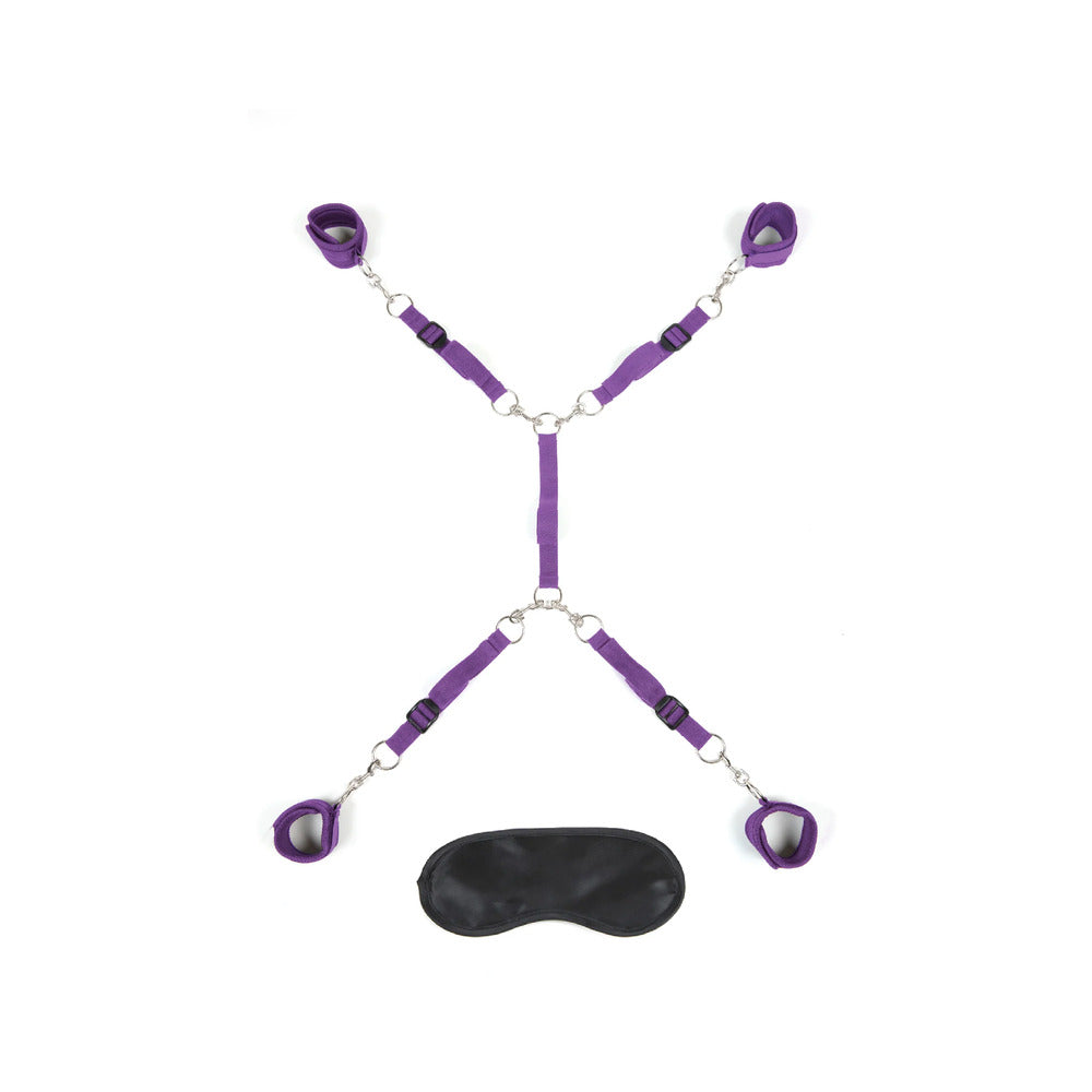 Electric Eel - Lux Fetish 7-Piece Bed Spreader Playful Restraint System Purple - Bondage & Fetish Toys - Neoprene