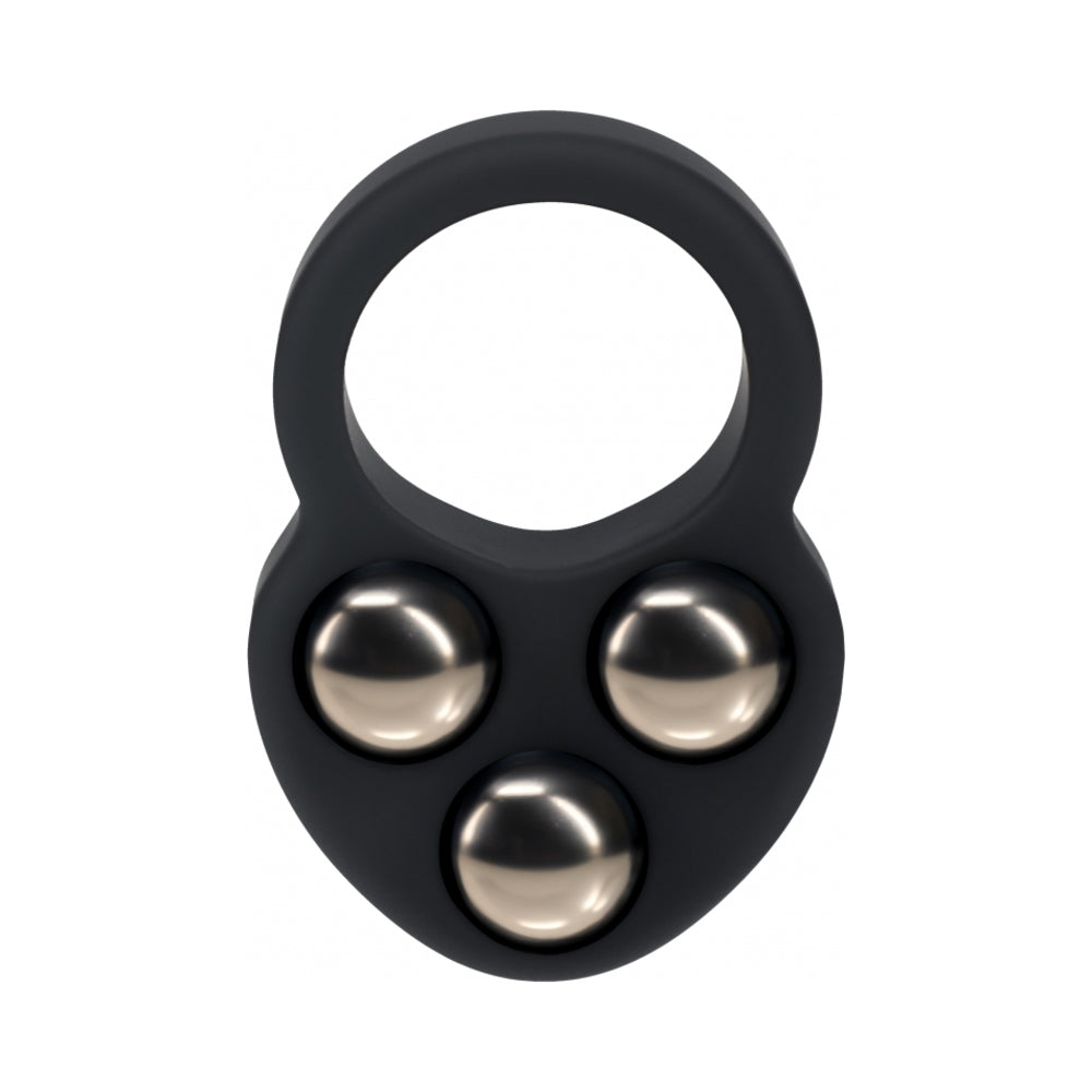 Shots - LEVELZ Liquid Silicone Triple Weighted Ball Cock Ring Black - Cockrings