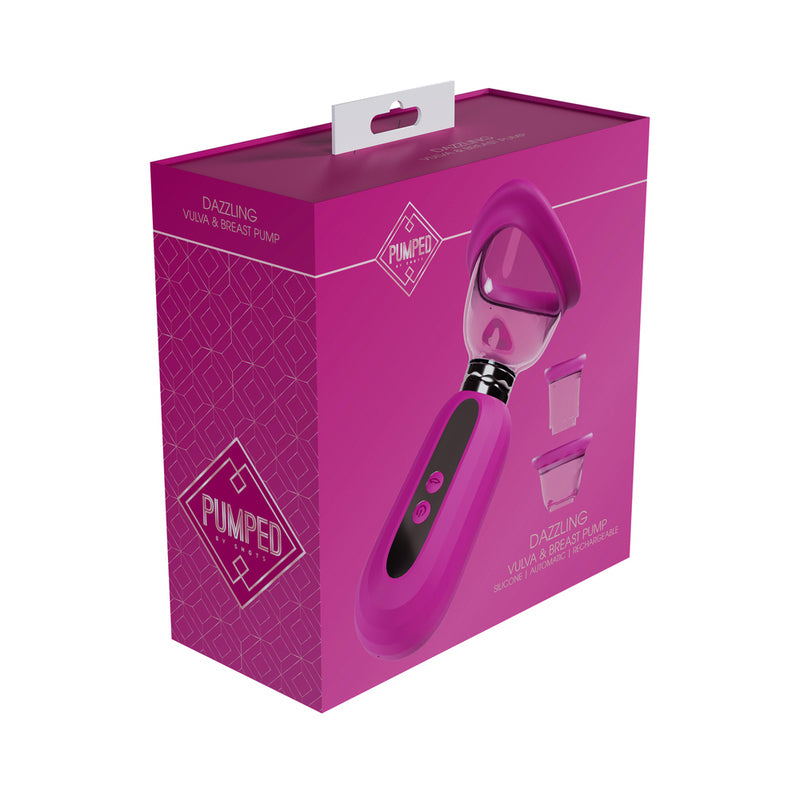 Shots - Pumped Dazzling Automatic Rechargeable Vulva & Breast Pump Pink - Vibrators - Silicone