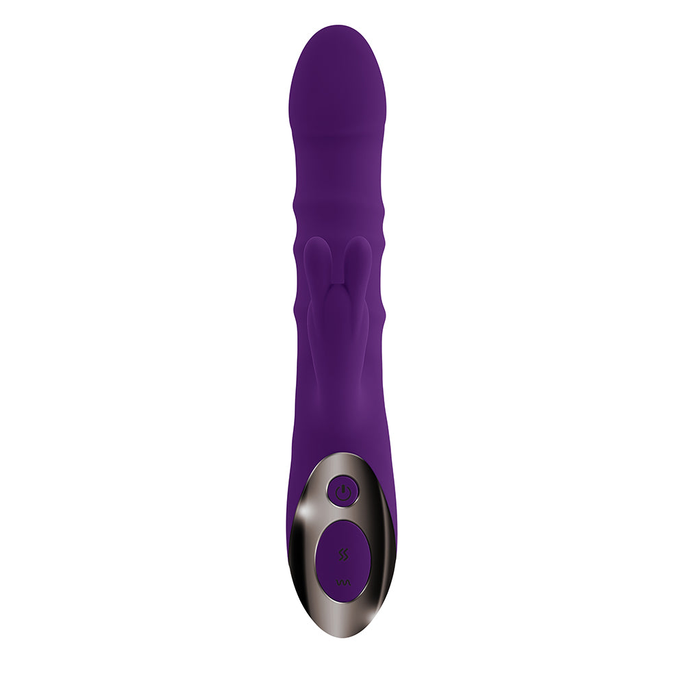 Playboy - Playboy Hop To It Rechargeable Thrusting Silicone Dual Stimulation Vibrator Acai - Vibrators - Silicone