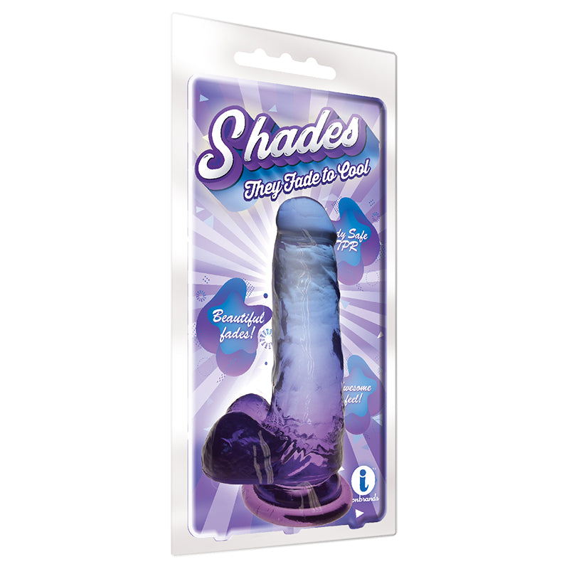 Icon Brands - Shades Medium 7in Jelly TPR Gradient Dong Blue and Violet - Dildos - Jelly/Rubber