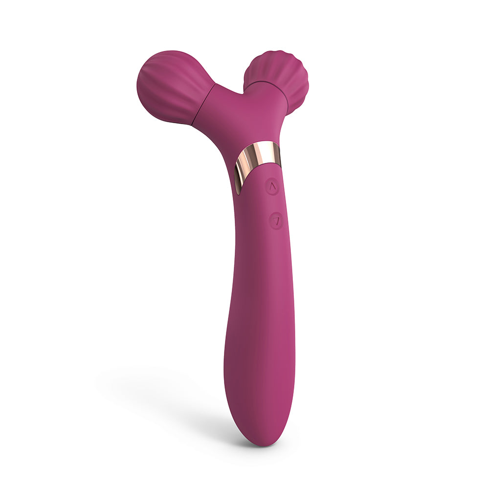 Lovely Planet - Love to Love Fireball Rechargeable Dual Ended Silicone Body Massager & Vibrator Plum Star - Vibrators - Silicone