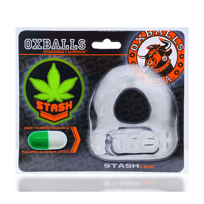 Oxballs - Oxballs Stash Cockring with Aluminum Capsule Insert Clear - Cockrings - TPE/TPR/Elastomers