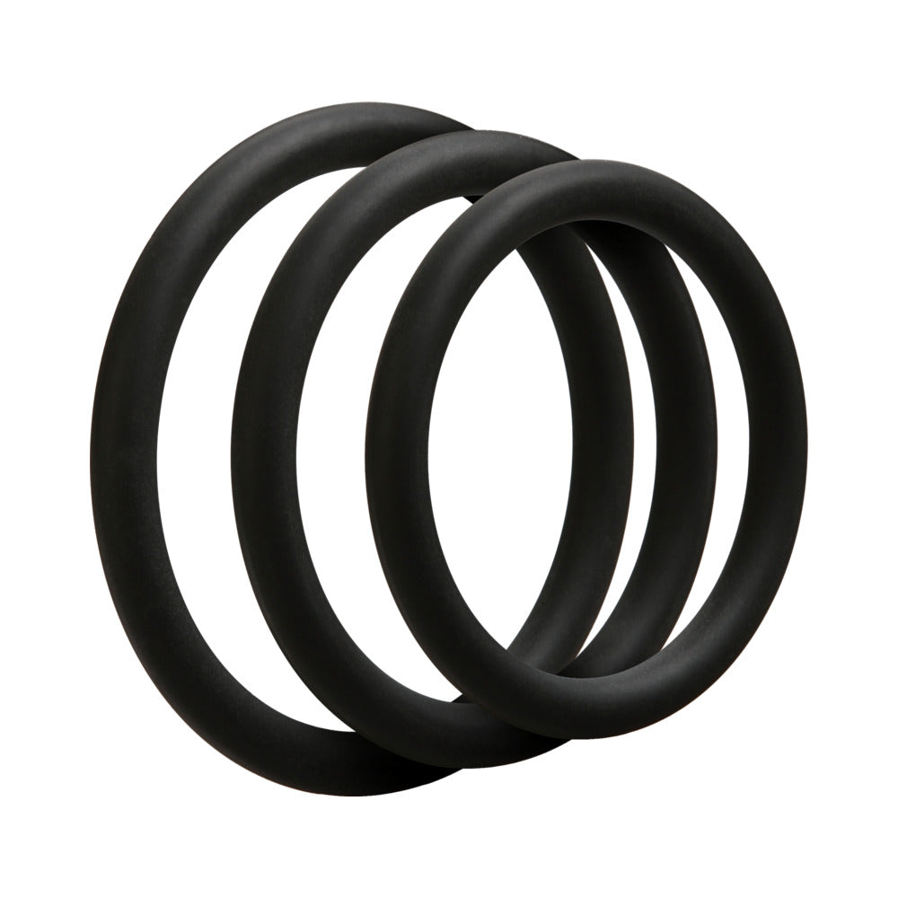 Doc Johnson - OptiMALE  3 C-Ring Set  Thin Black - Cockrings - Silicone