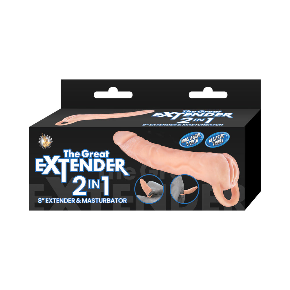 Nasstoys - The Great Extender 2-in-1 Extender & Masturbator 8 in. - Bondage & Fetish Toys - TPE/TPR/Elastomers