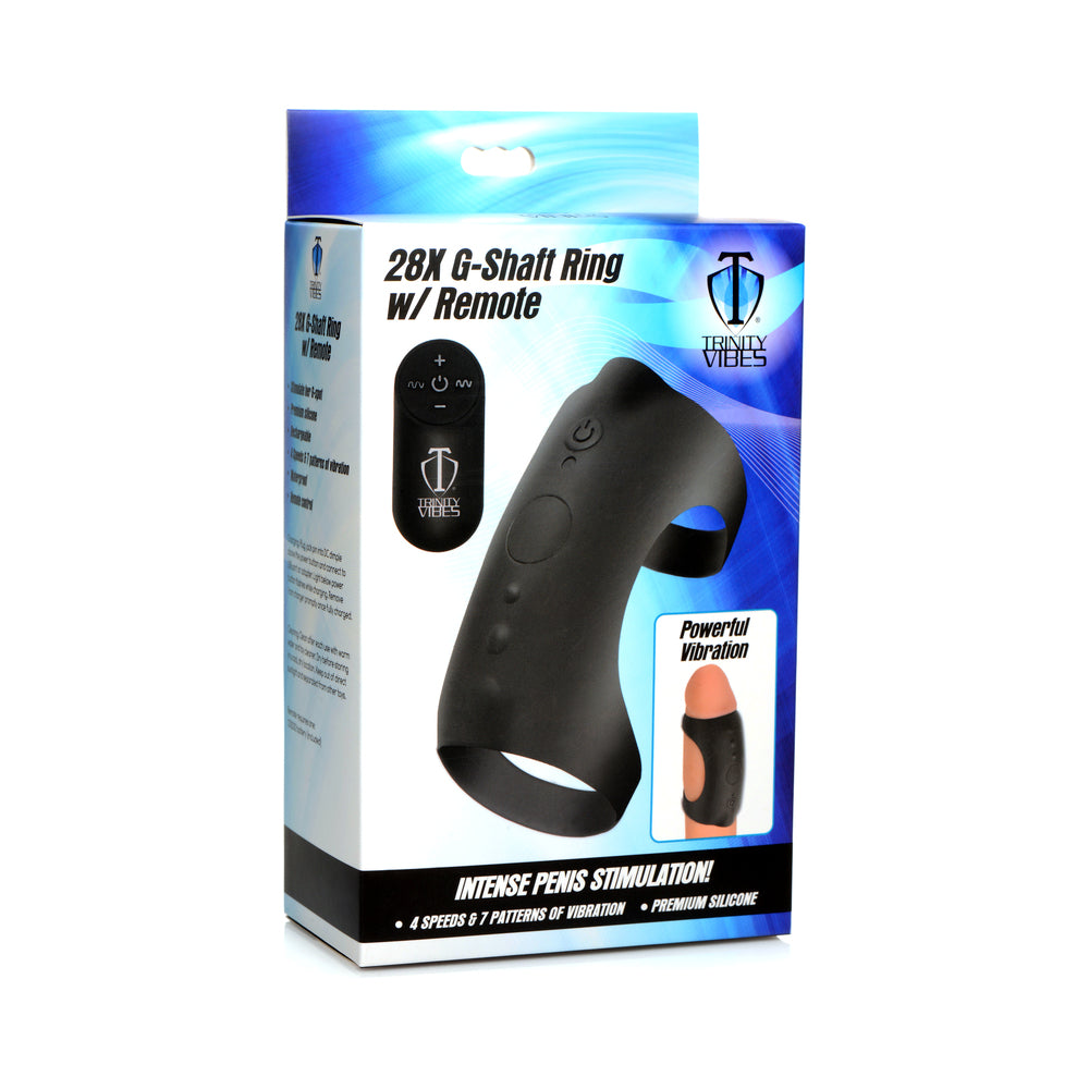 XR Brands - Trinity Men 28X G-Shaft Silicone Cock Ring with Remote - Cockrings - Silicone
