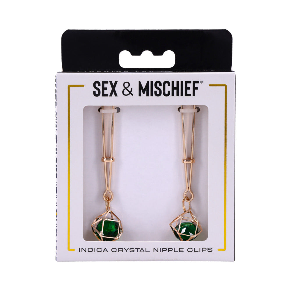 Sportsheets - Sportsheets Sex & Mischief Indica Crystal Nipple Clips - Bondage & Fetish Toys