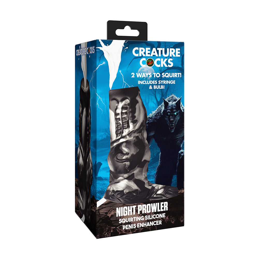 XR Brands - Creature Cocks Night Prowler Squirting Silicone Penis Enhancer Silver - Penis Extension & Sleeves