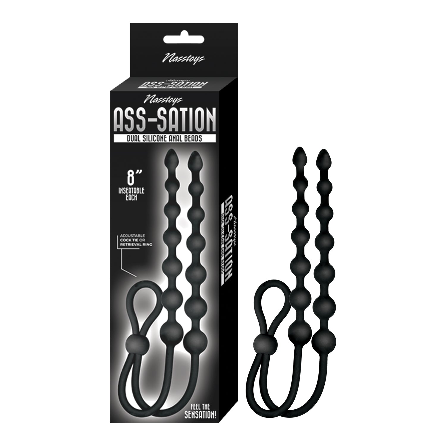Nasstoys - Ass-Sation Dual Silicone Anal Beads Black - Anal Toys & Stimulators - Silicone