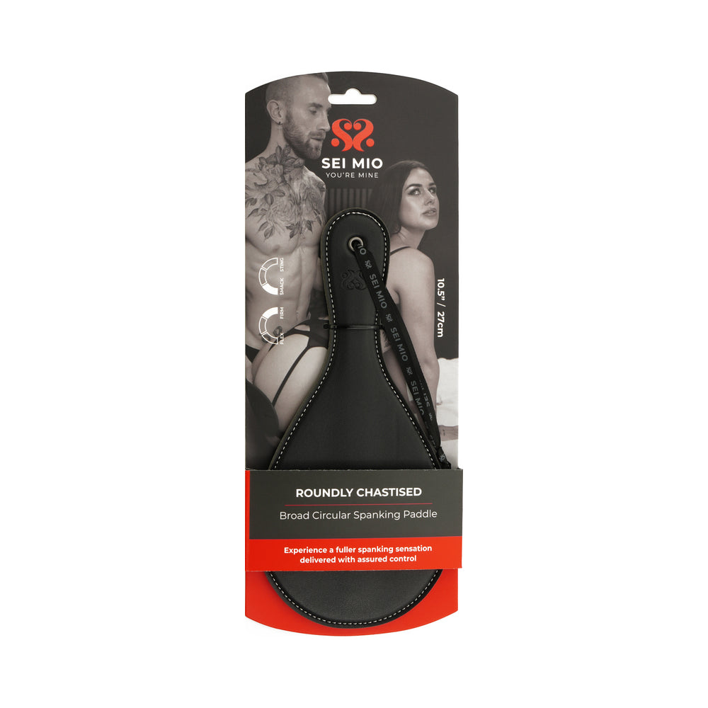 Creative Conceptions - SEI MIO Roundly Chastised Broad Circular Spanking Paddle - Bondage & Fetish Toys - Faux Leather/Vegan Leather