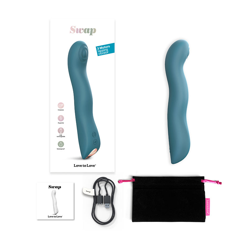 Lovely Planet - Love To Love Swap Rechargeable Triple Motor Tapping Silicone G-Spot Vibrator Teal Me - Vibrators - Silicone